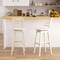 Costway 2 PCS 24"/30" Counter/Bar Height Stool Rubber Wood Swivel Bar Stool with Inclined Backrest Cream